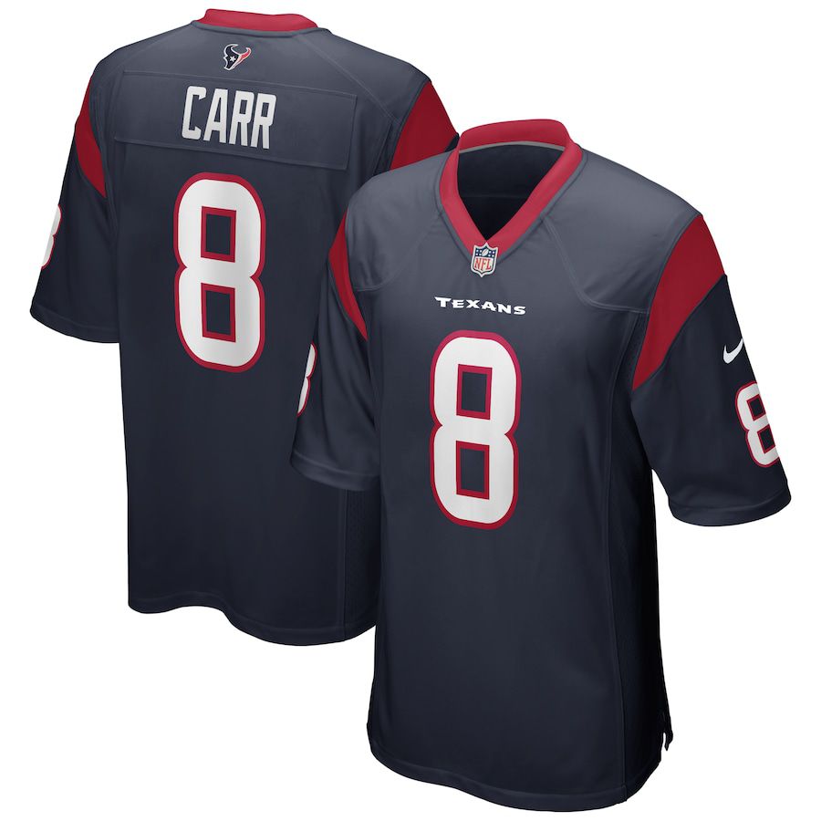 Men Houston Texans 8 David Carr Nike Navy Game Retired Player NFL Jersey
